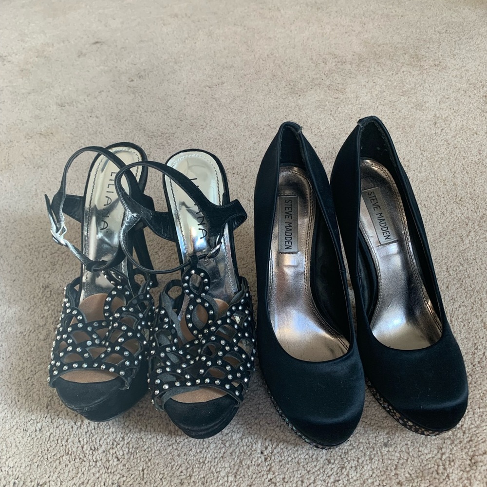 Two Pairs of Sexy Party Shoes size 8.5 Liliana and Steve Madden